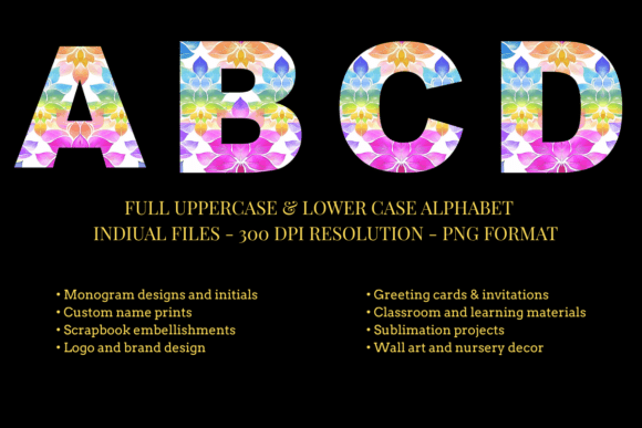 Unlock Vibrant Typography with the Rainbow Lotus Alphabet Set